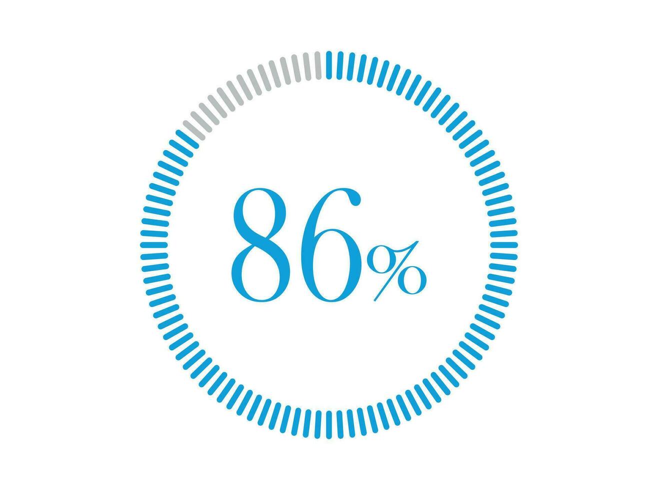 86 Percent Loading. 86 Percent circle diagrams Infographics vector, Percentage ready to use for web design. vector