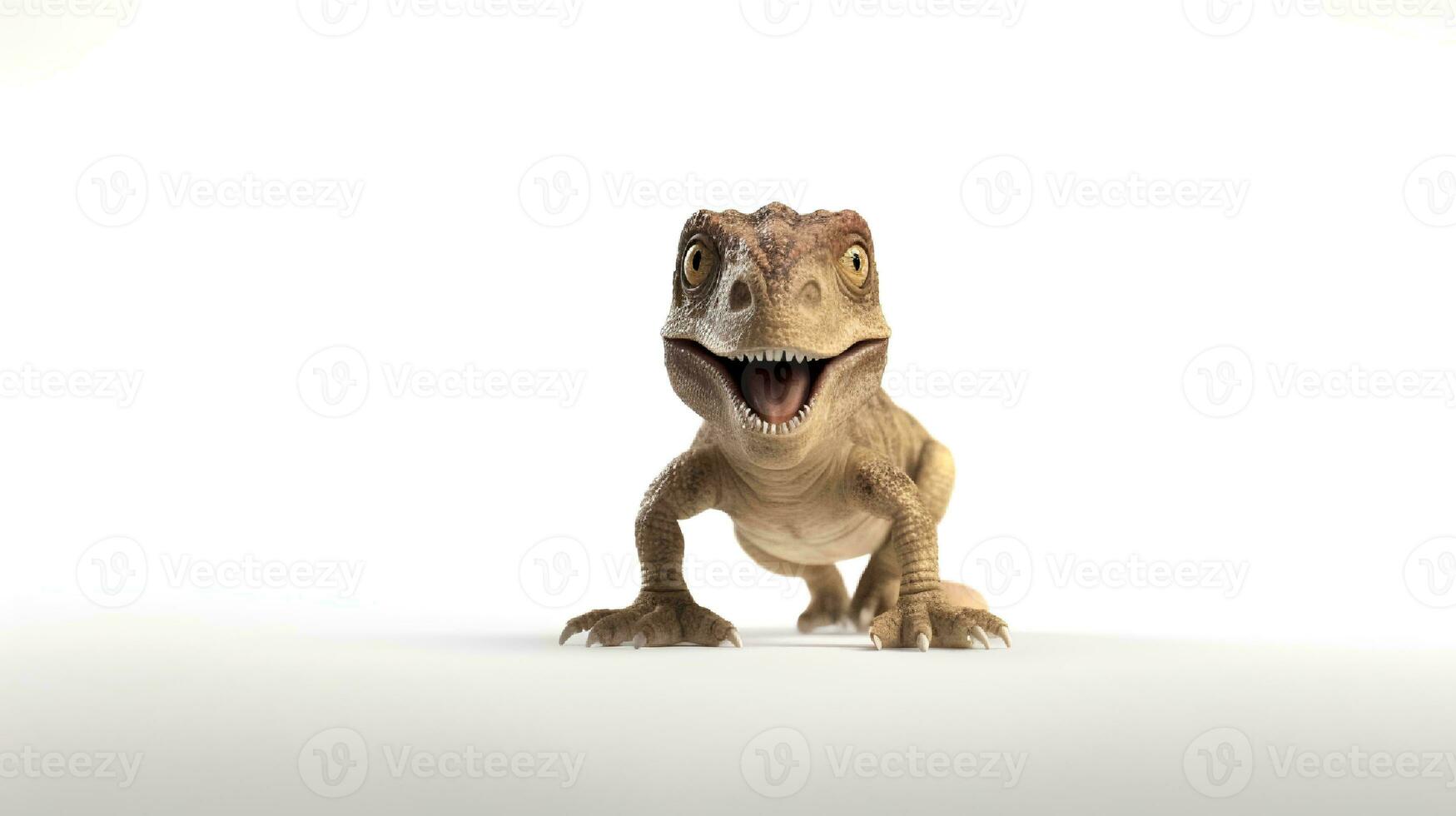 Photo of a t-rex on white background. Generative AI