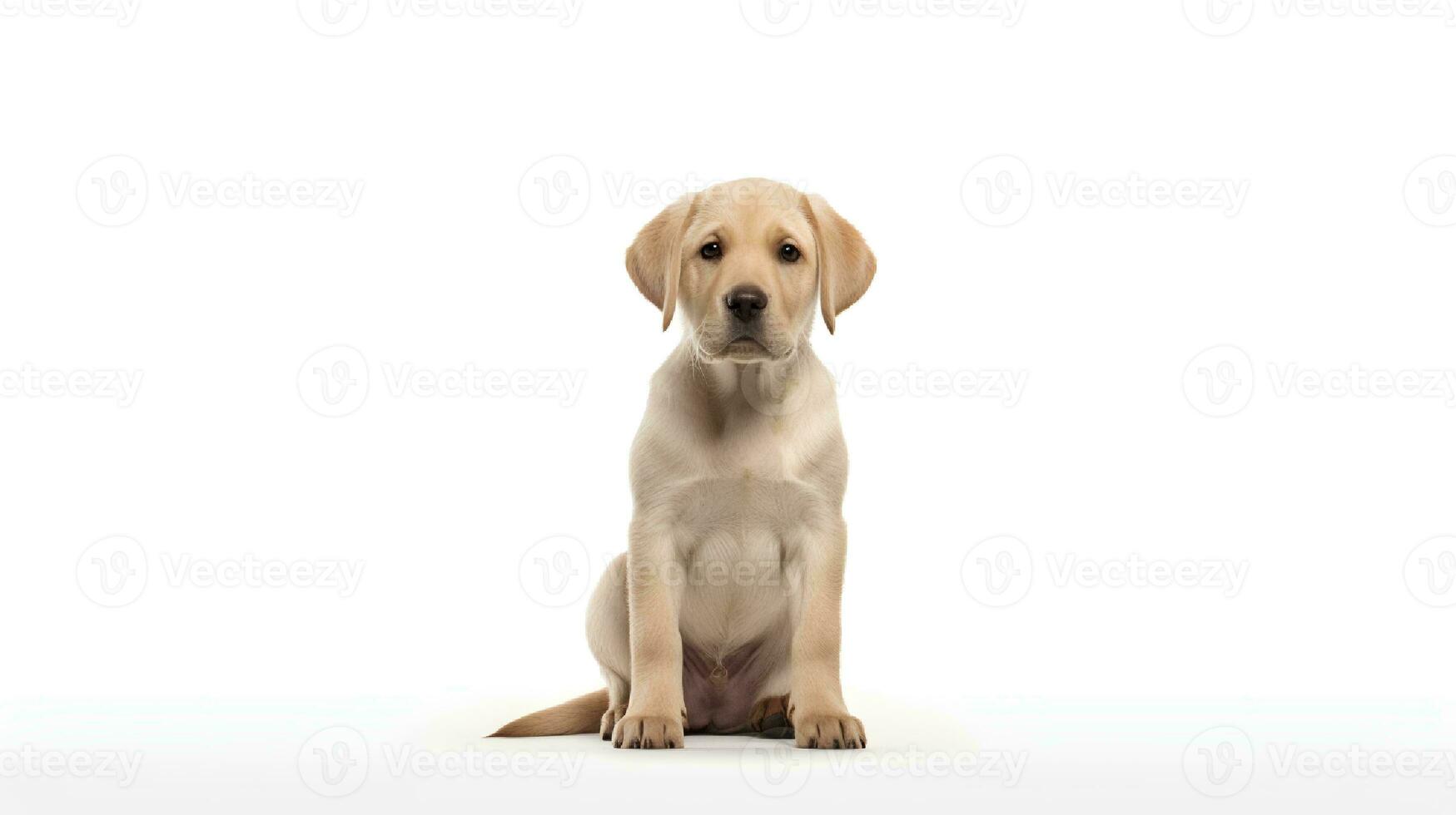 Photo of a labrador retriever on white background. Generative AI