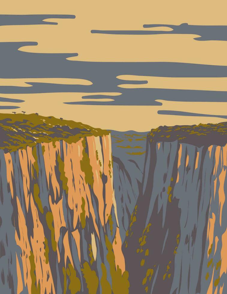 itaimbezinho cañón en aparados da serra nacional parque Brasil wpa Arte deco póster vector