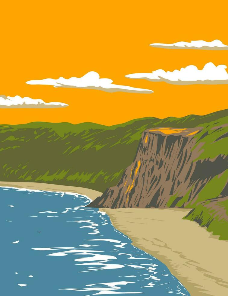 Pipa Beach or Praia de Pipa Tibau do Sul in Rio Grande do Norte Brazil WPA Art Deco Poster vector