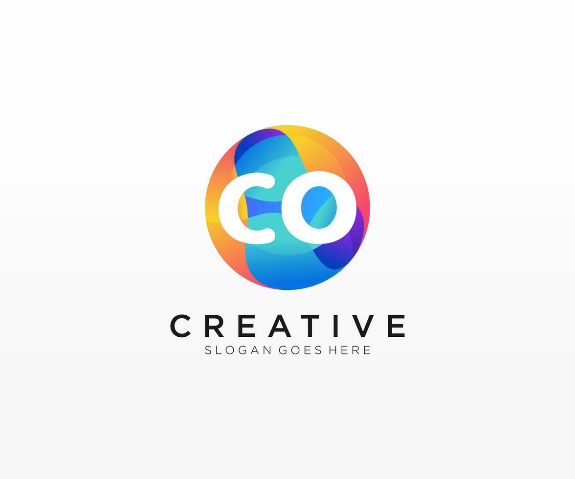 CO initial logo With Colorful Circle template vector. vector