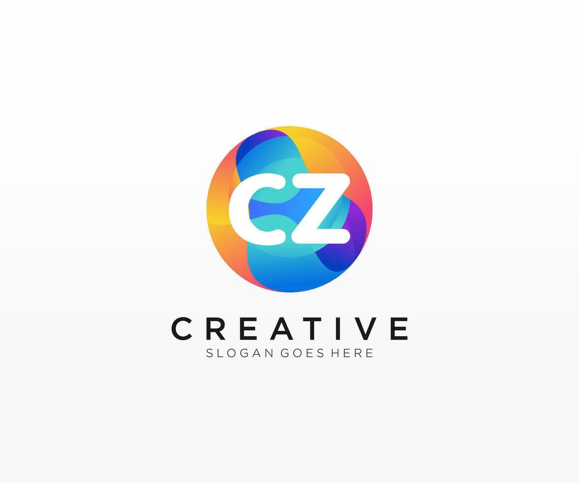 CZ initial logo With Colorful Circle template vector. vector