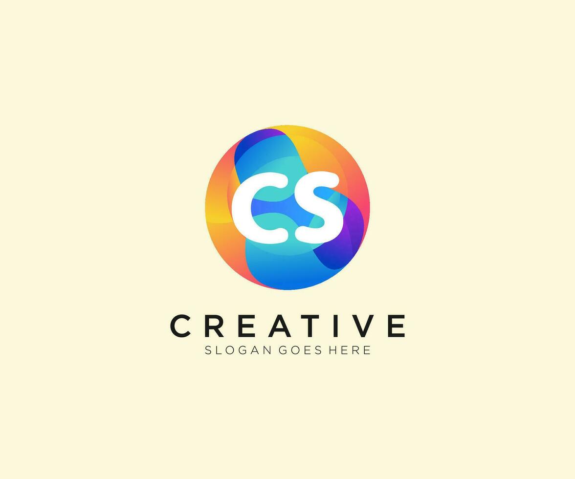 CS initial logo With Colorful Circle template vector. vector
