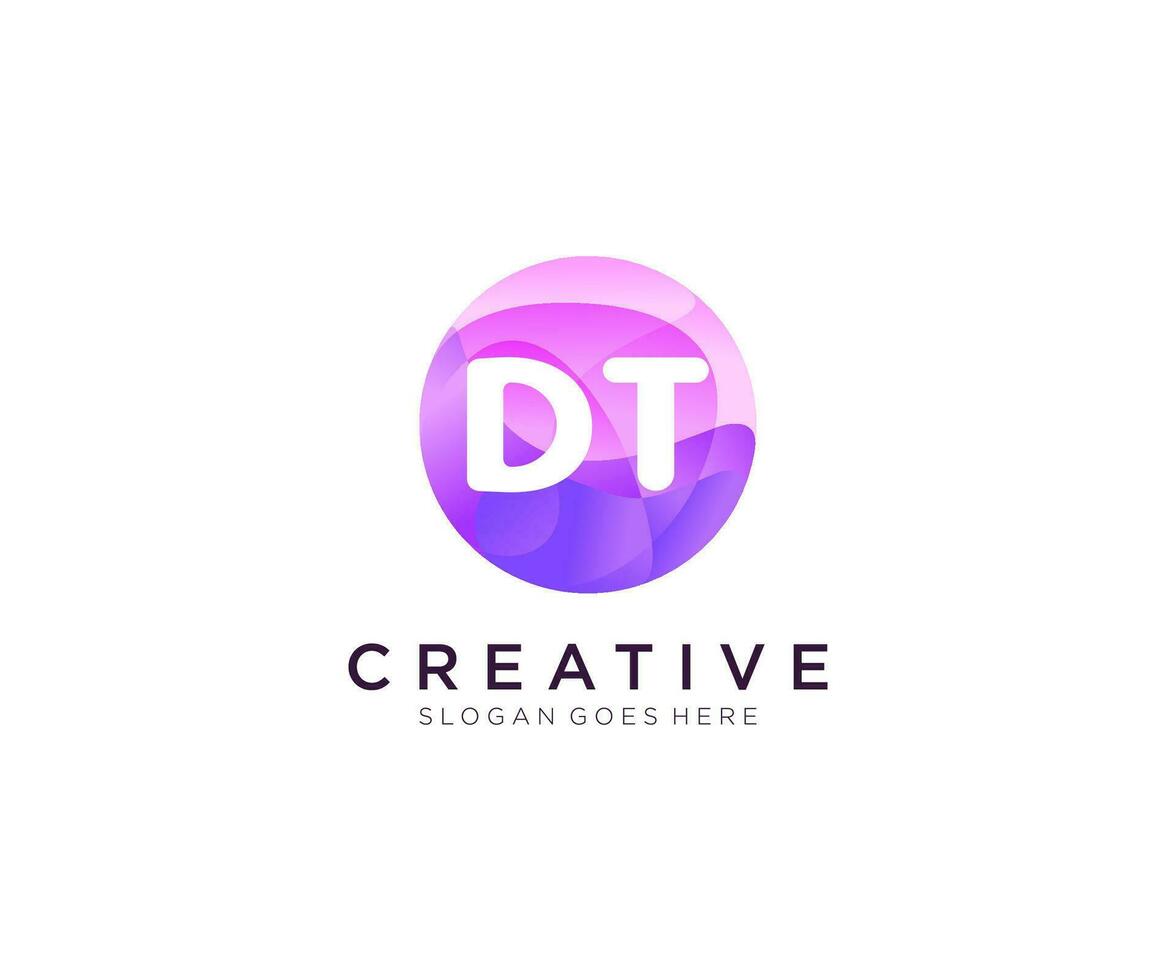 DT initial logo With Colorful Circle template vector. vector