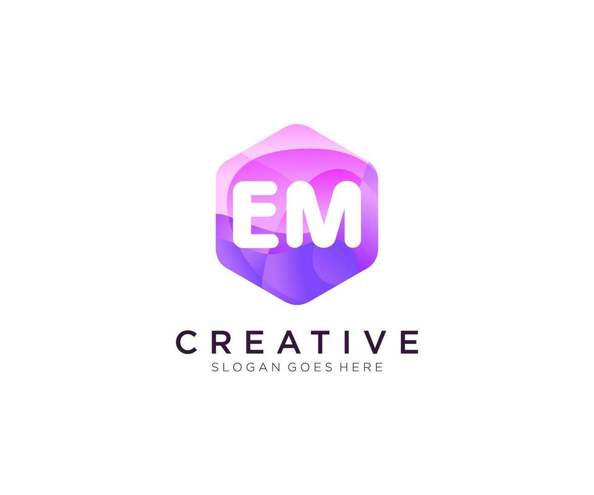 EM initial logo With Colorful Hexagon Modern Business Alphabet Logo template vector. vector