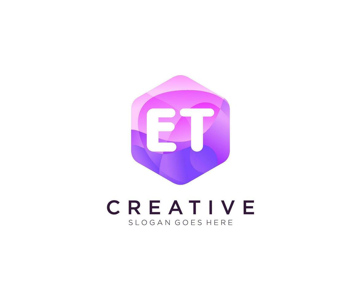 ET initial logo With Colorful Hexagon Modern Business Alphabet Logo template vector. vector