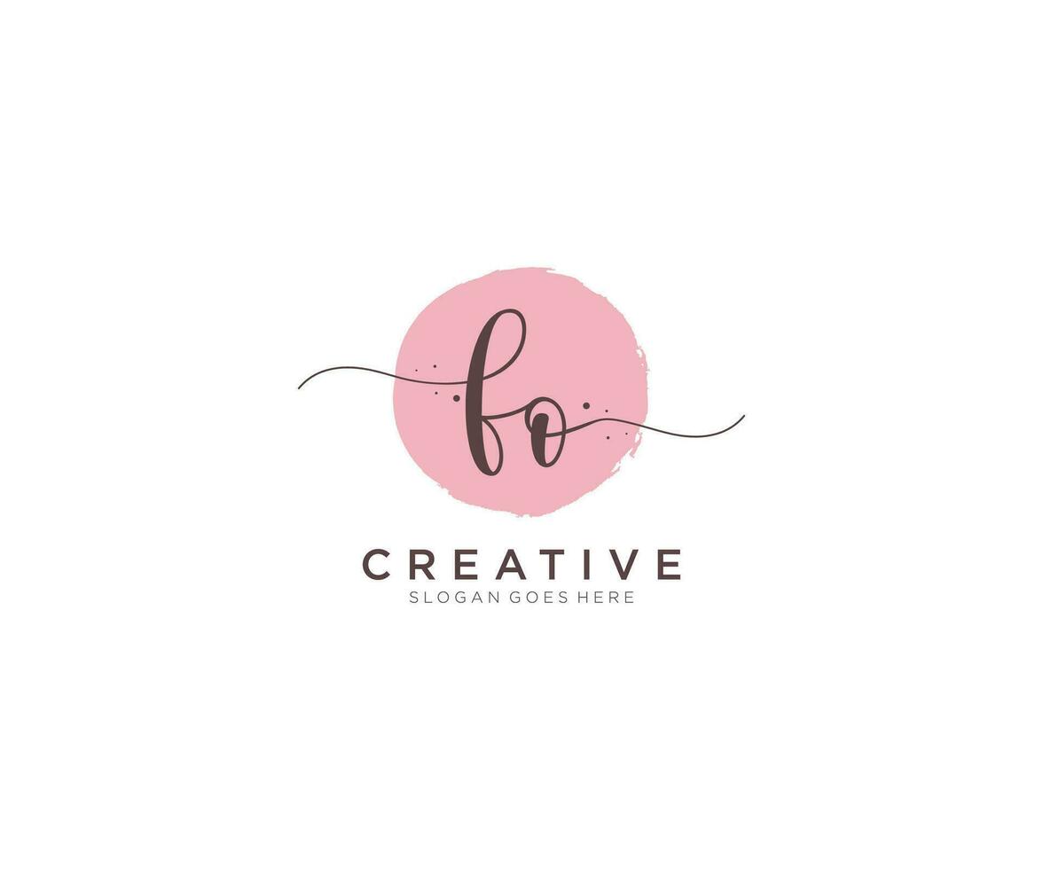 initial FO Feminine logo beauty monogram and elegant logo design, handwriting logo of initial signature, wedding, fashion, floral and botanical with creative template. vector