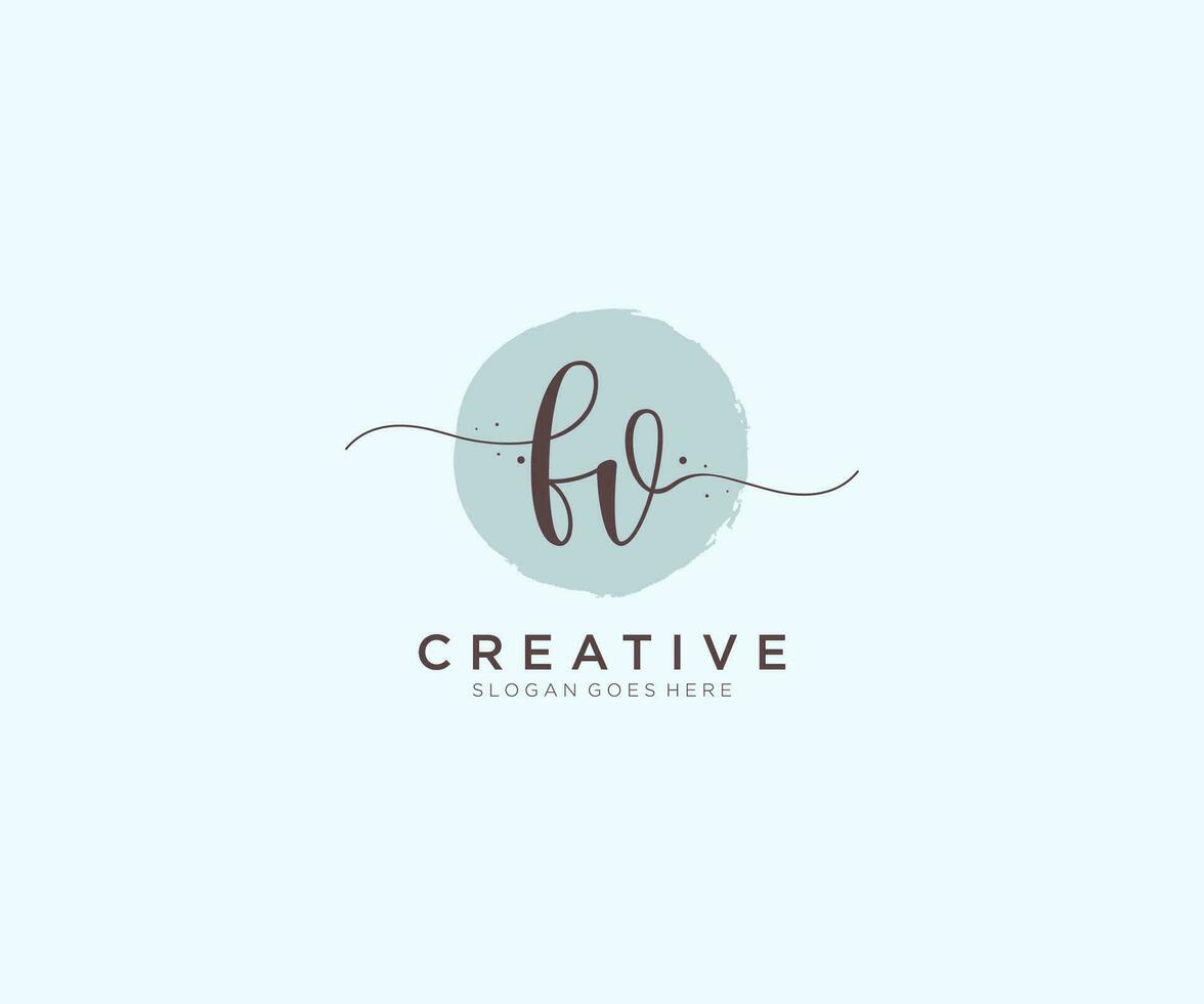 initial FV Feminine logo beauty monogram and elegant logo design, handwriting logo of initial signature, wedding, fashion, floral and botanical with creative template. vector