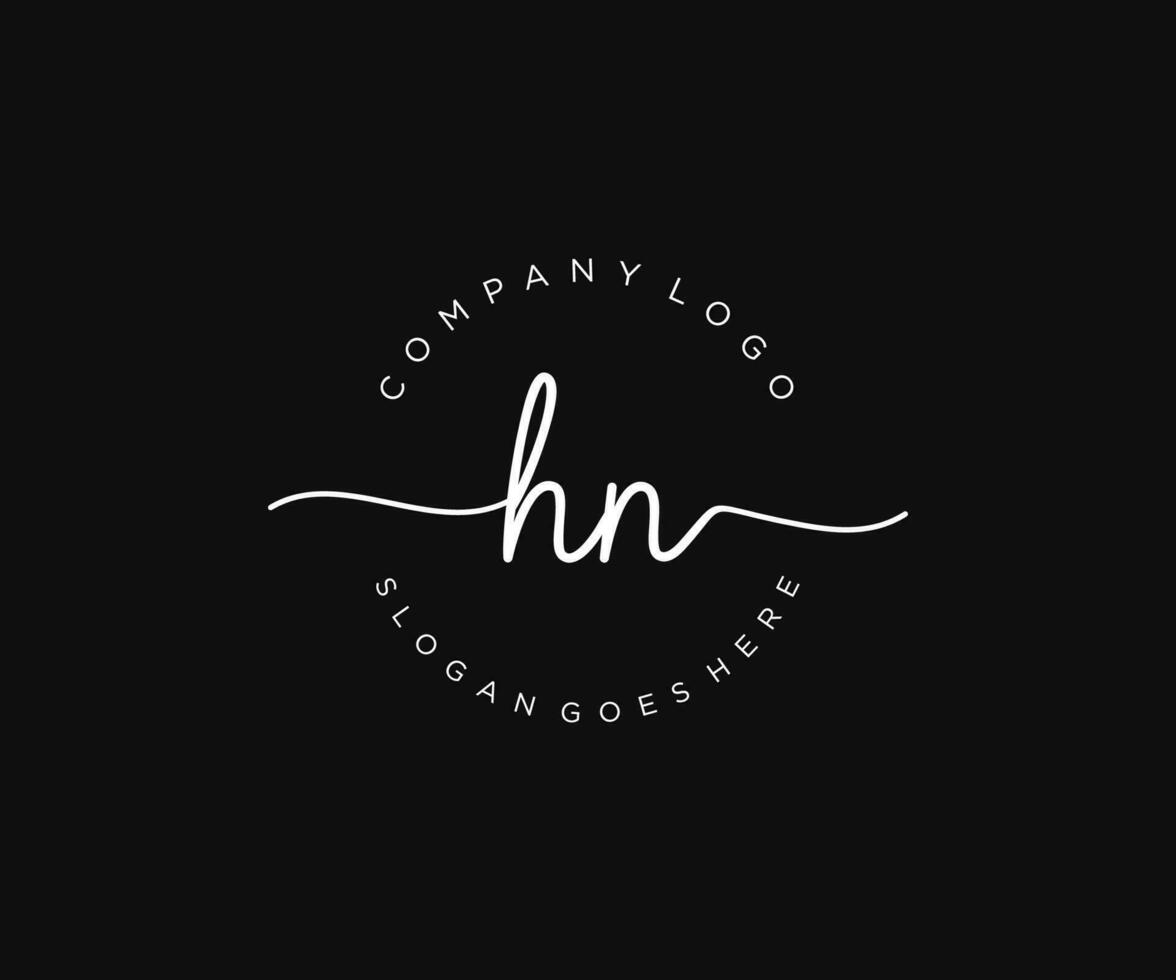 initial HN Feminine logo beauty monogram and elegant logo design, handwriting logo of initial signature, wedding, fashion, floral and botanical with creative template. vector