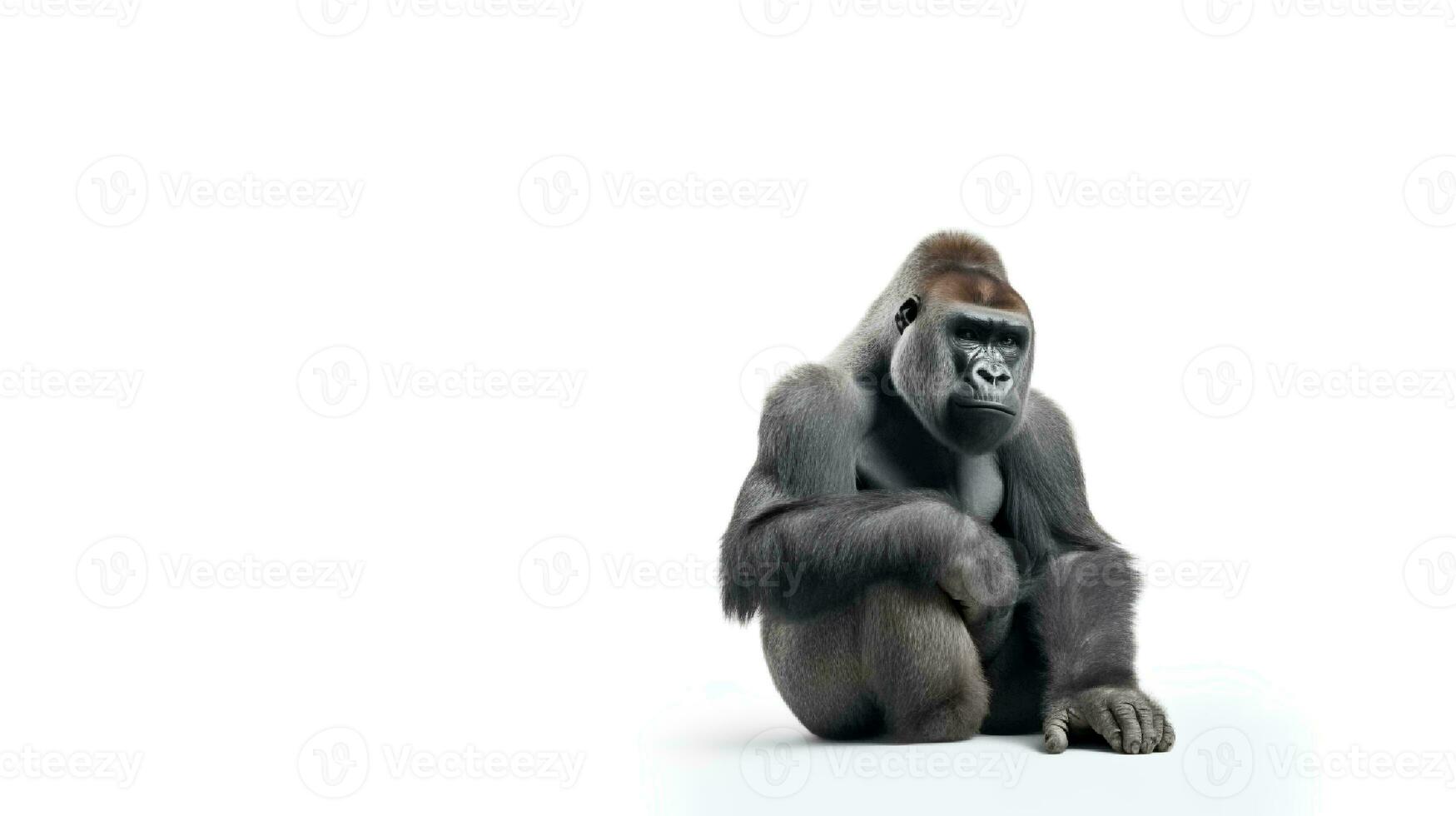 foto de un harambe en blanco antecedentes. generativo ai