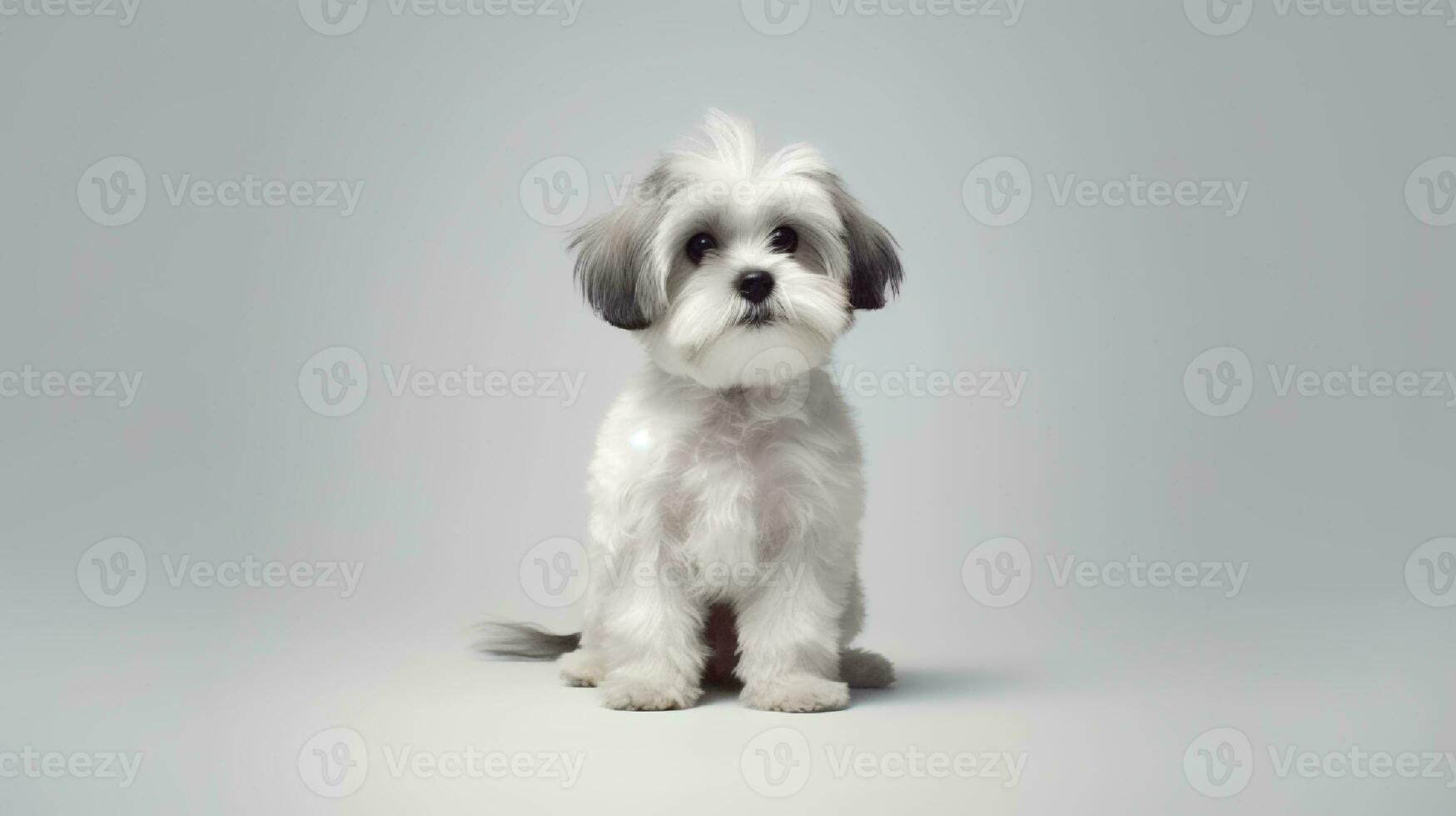 Photo of a shih tzu on white background. Generative AI