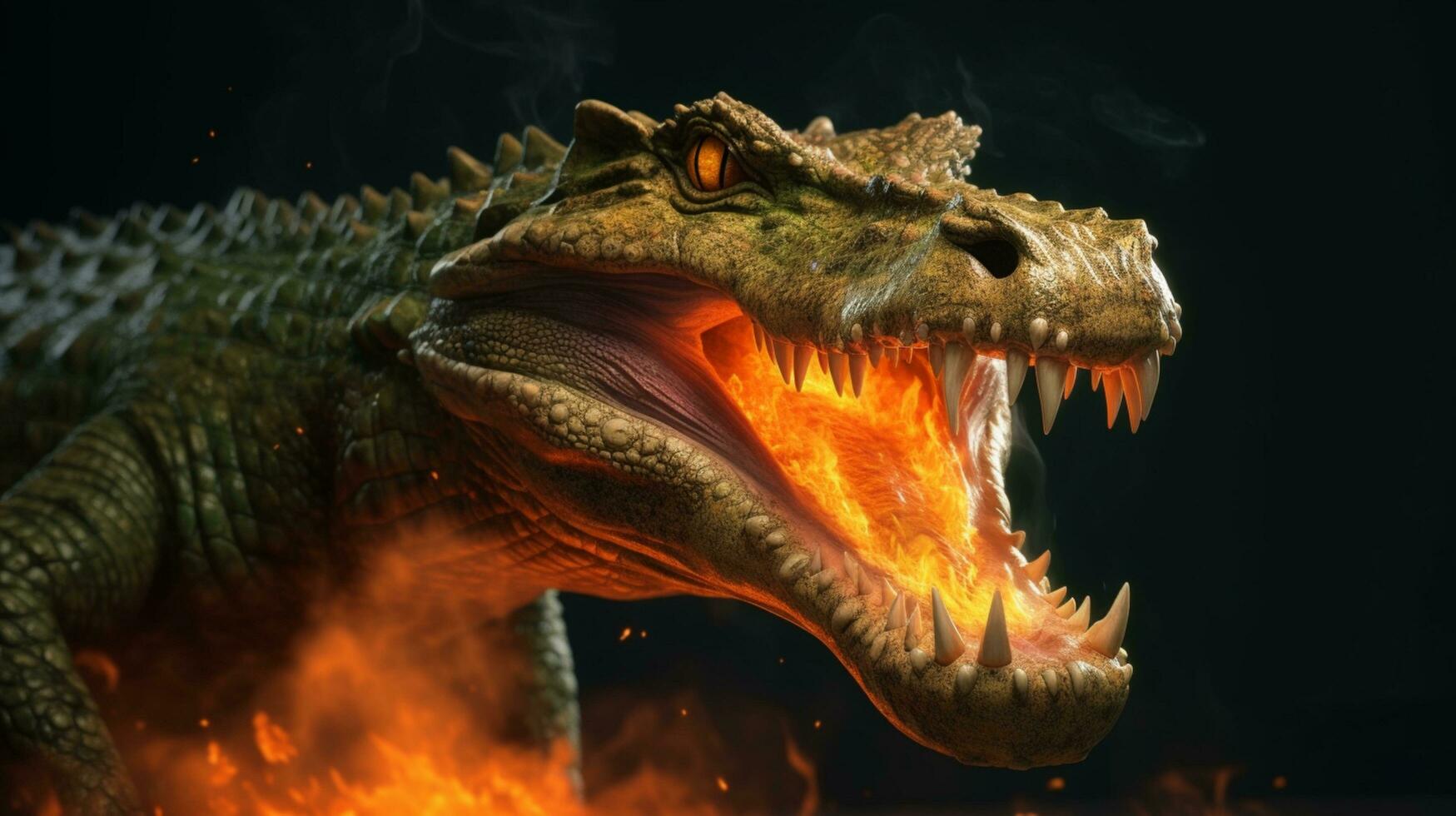 crocodile with fire illustration design background photo