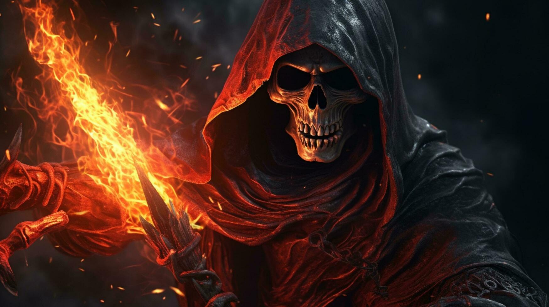 grim reaper with fire design illustration photo