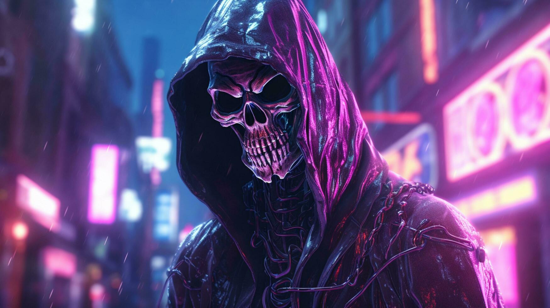 grim reaper design cyberpunk illustration background photo