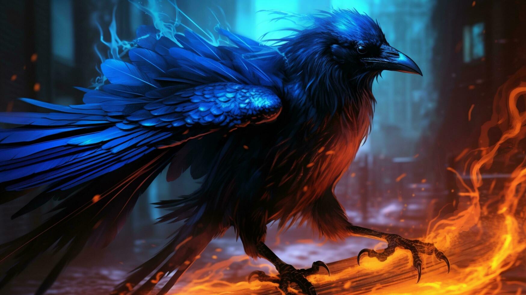 bird raven light blue illustration template background photo