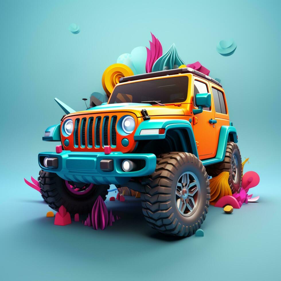 3d jeep design colorful photo