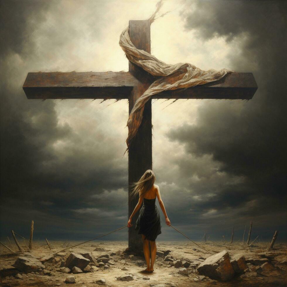 cross statue illustration photo