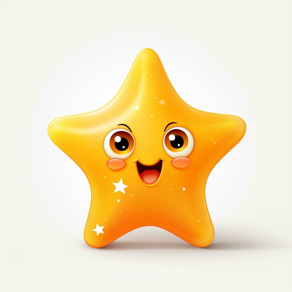 cute star funny cartoon on white background photo