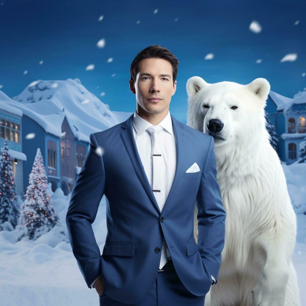 joven hombre con polar oso foto