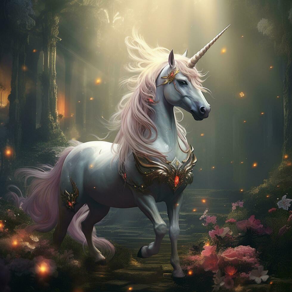 unicorn in the heaven illustration photo