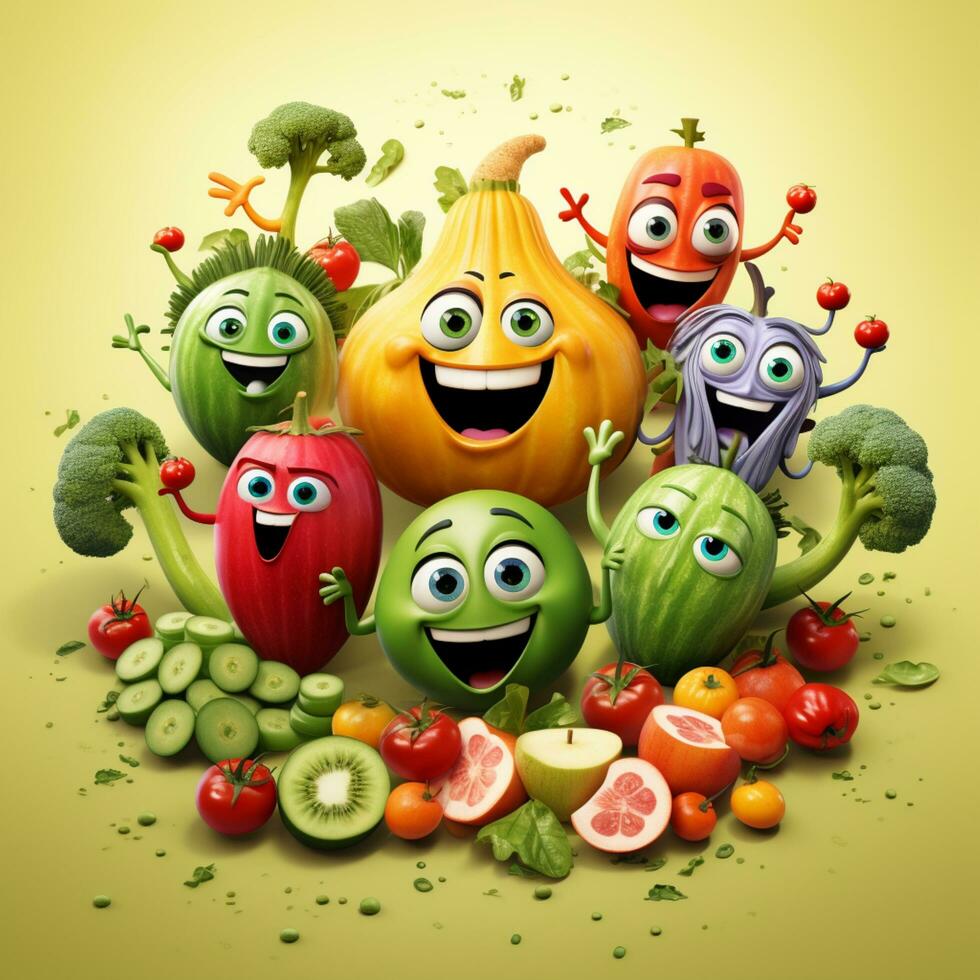 funny vegetables illustration design photo
