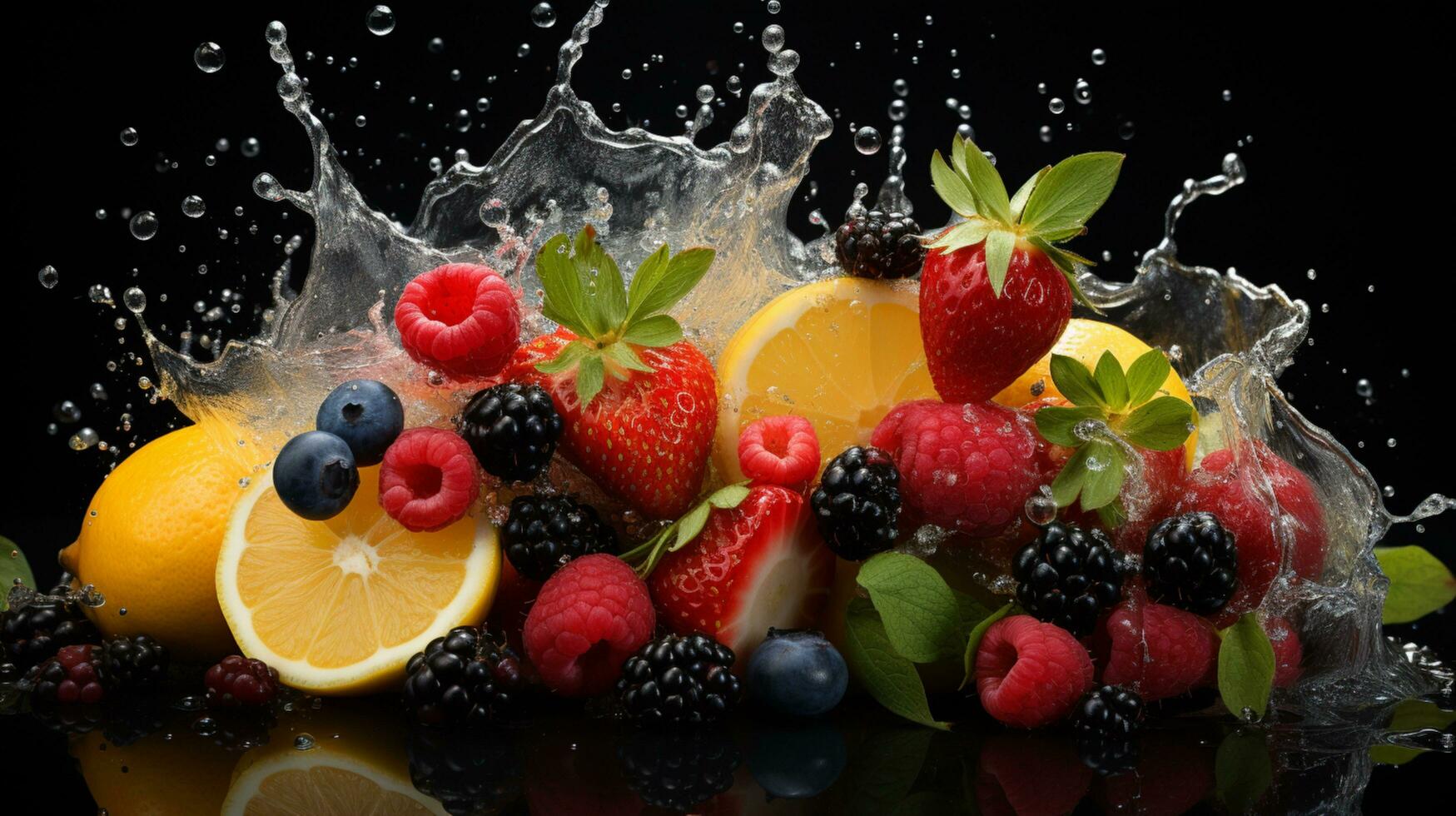 fruits with water on black background illustration photo