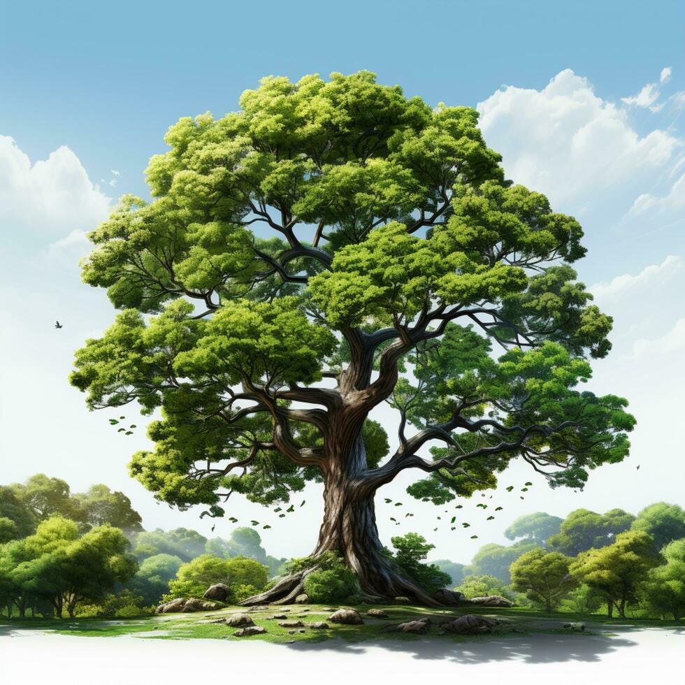 bosque y grande árbol ilustración foto