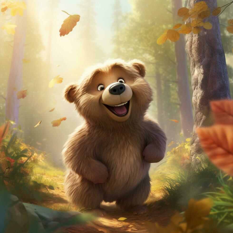 cute bear character animation illustration photo