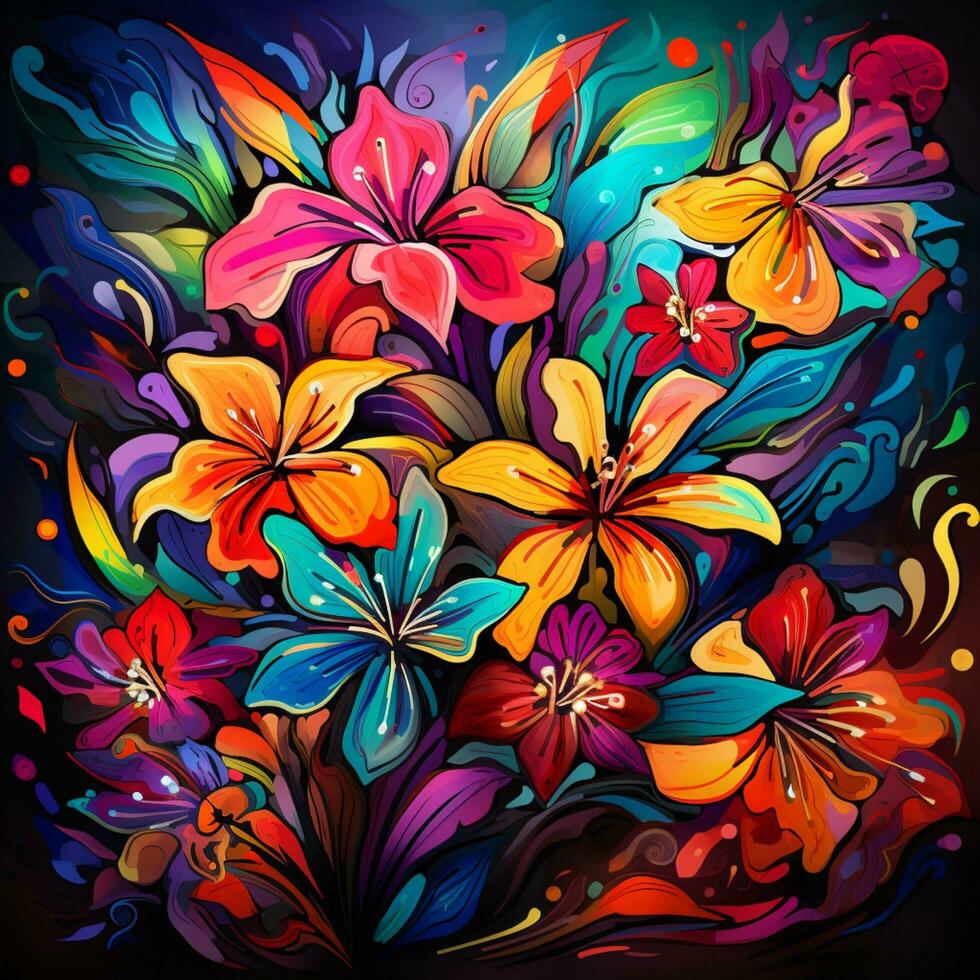 rainbow flower art background photo