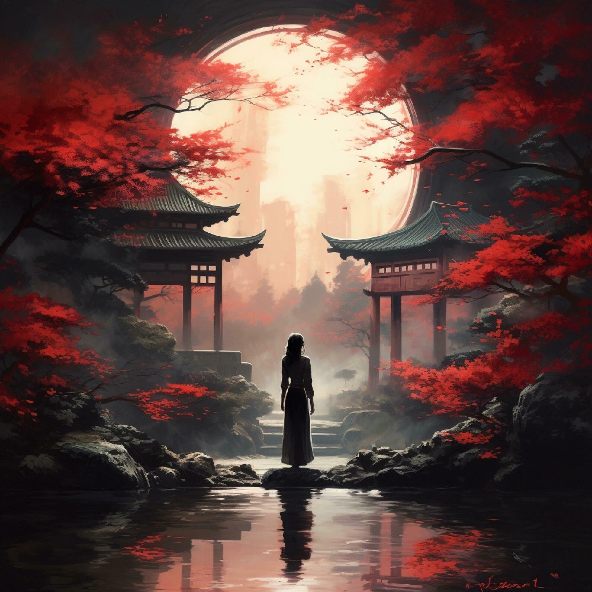 japanese style female shadow illustration 26727451 Stock Photo at Vecteezy
