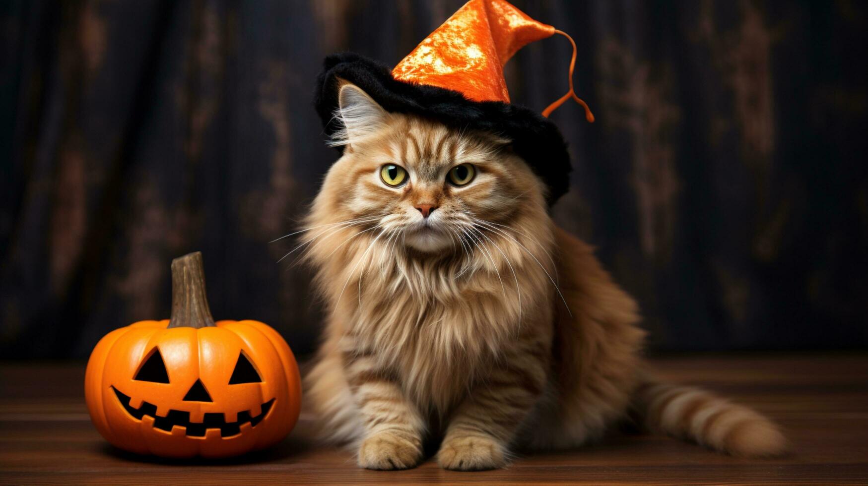 cat and pumpkin halloween themed background photo