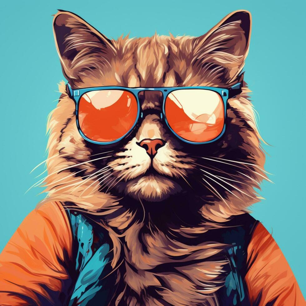 handsome cat illustration art on background photo