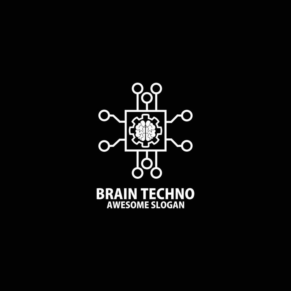 cerebro tecnología diseño logo negocio vector