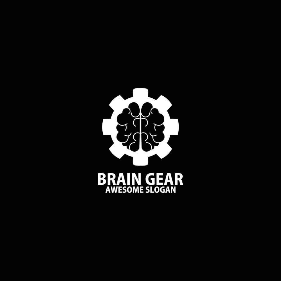 cerebro con engranaje diseño logo negocio vector