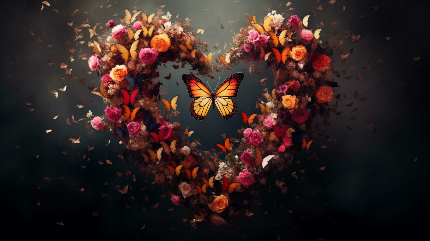 butterfly with love flower background photo