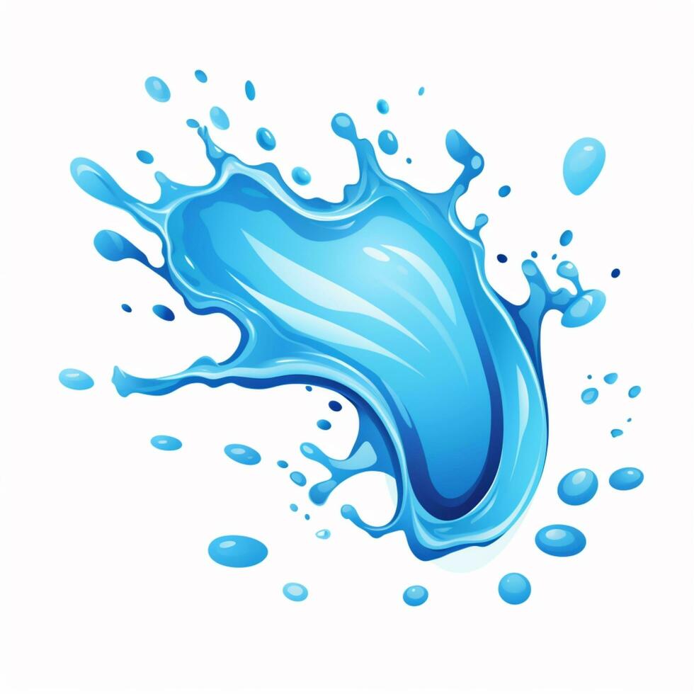 splash water 2d cartoon design water color on white background photo