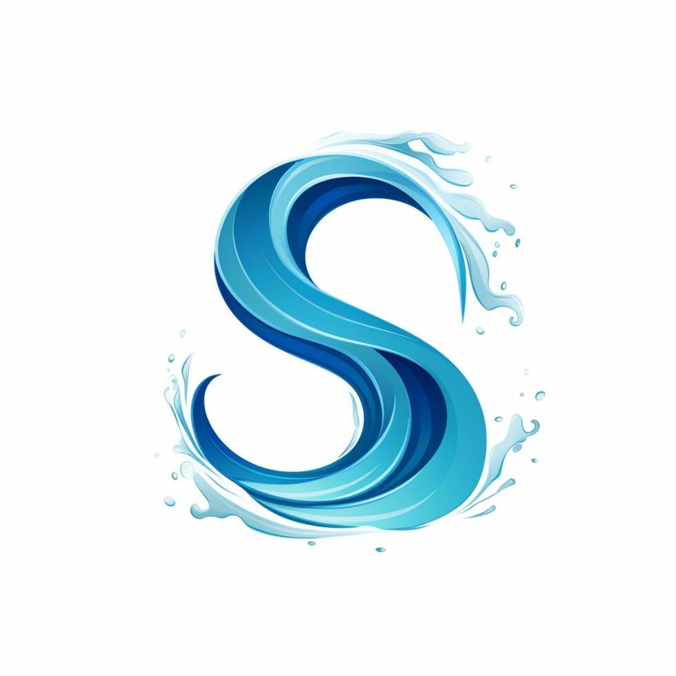 letter s with wave water logo on the white background photo