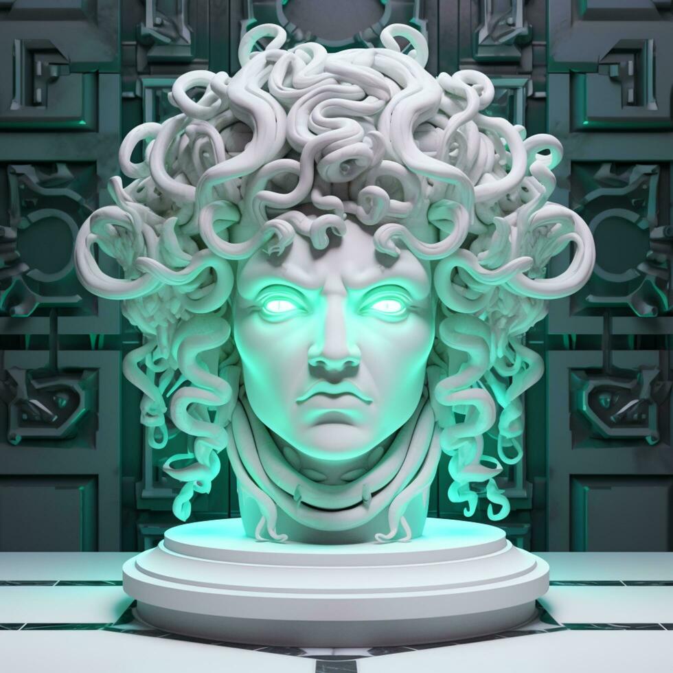 3d render medusa head light eye photo