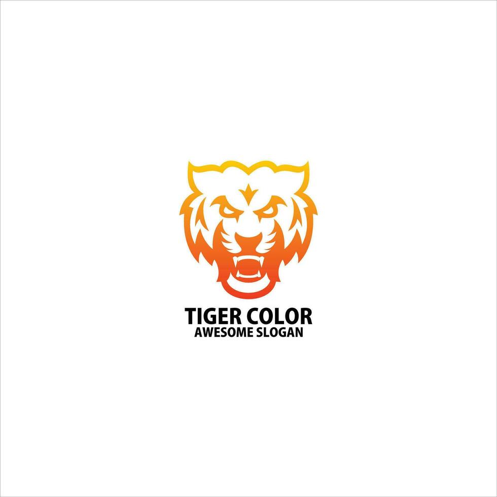 tiger head logo design gradient line art vector