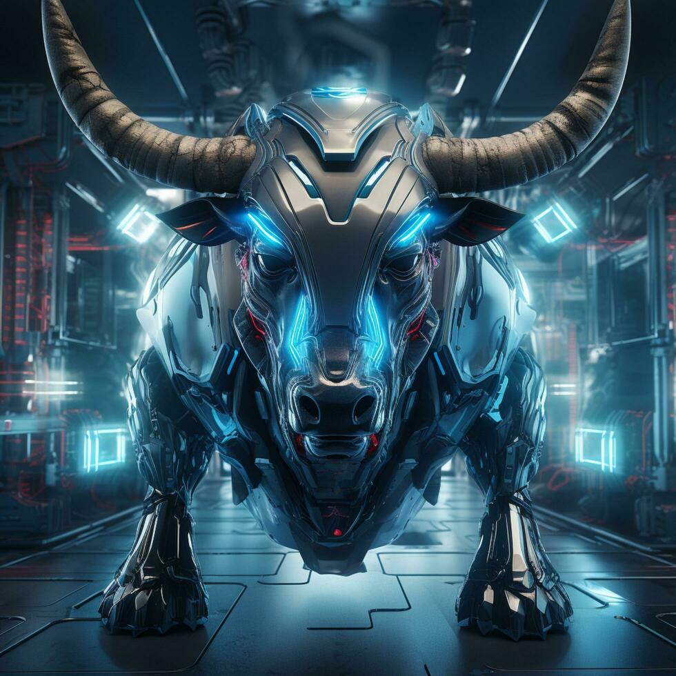 bull 3d iron robot illustration photo