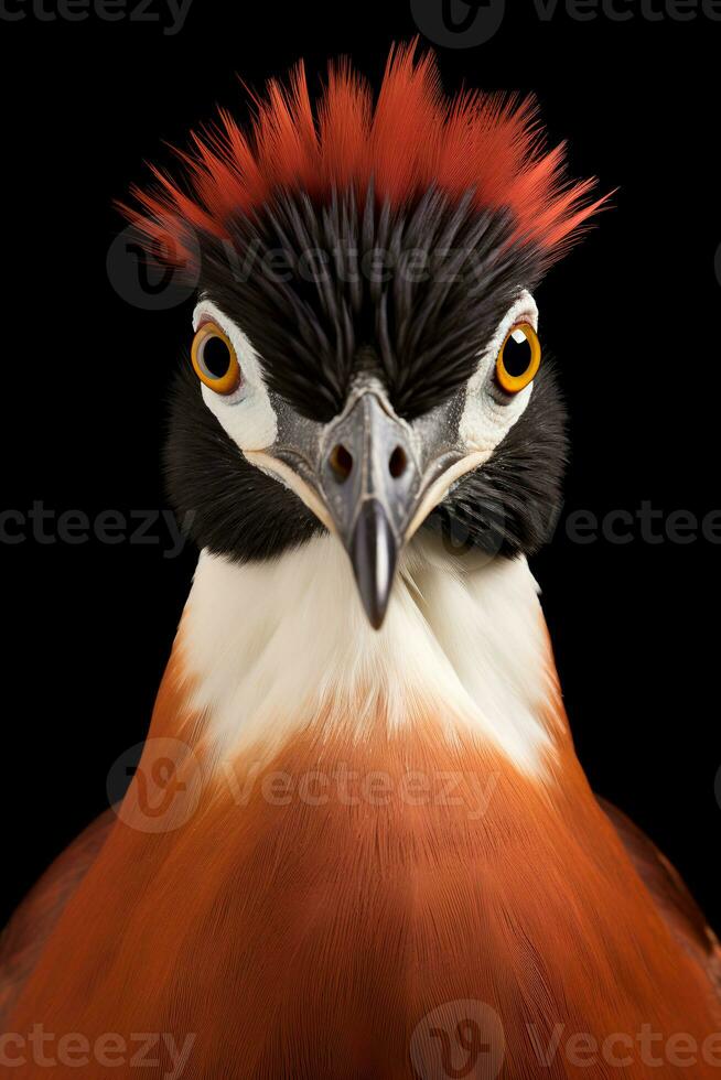 Photo of African Jacana on black background. Generative AI