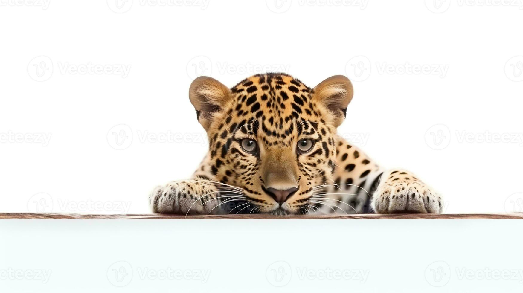 Photo of a jaguar on white background. Generative AI