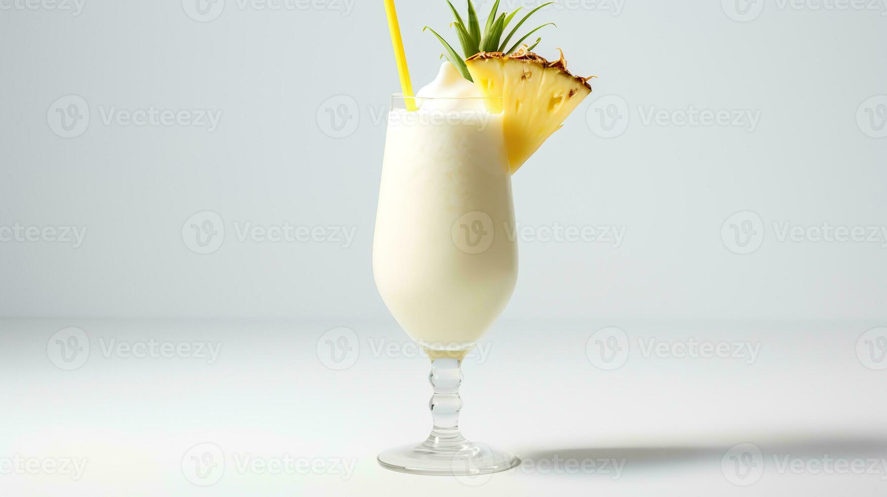 Food photography of Pina Colada with pineapple chunks isolated on white background. Generative AI photo