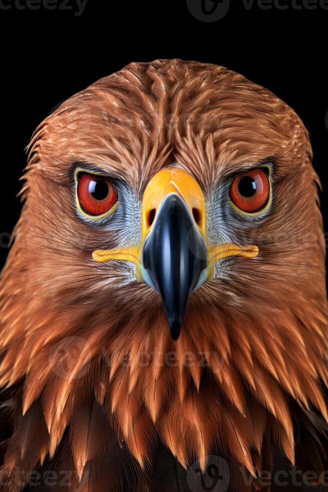 Photo of Tawny Eagle on black background. Generative AI