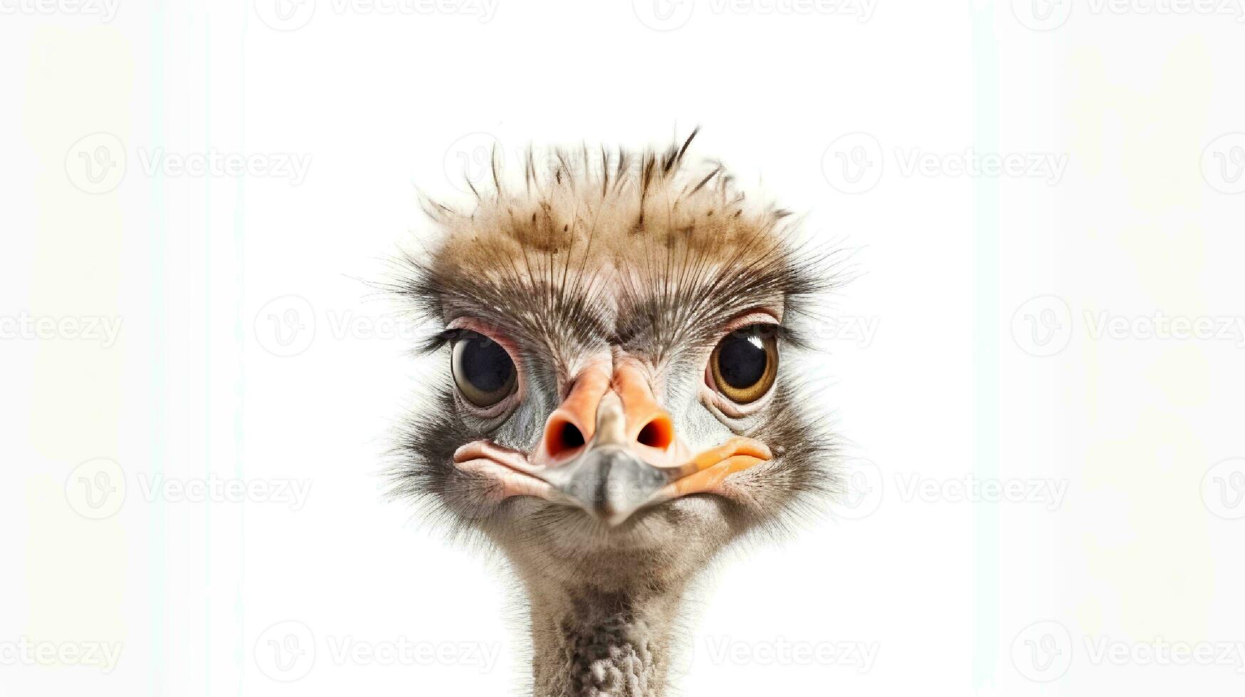 Photo of a ostrich on white background