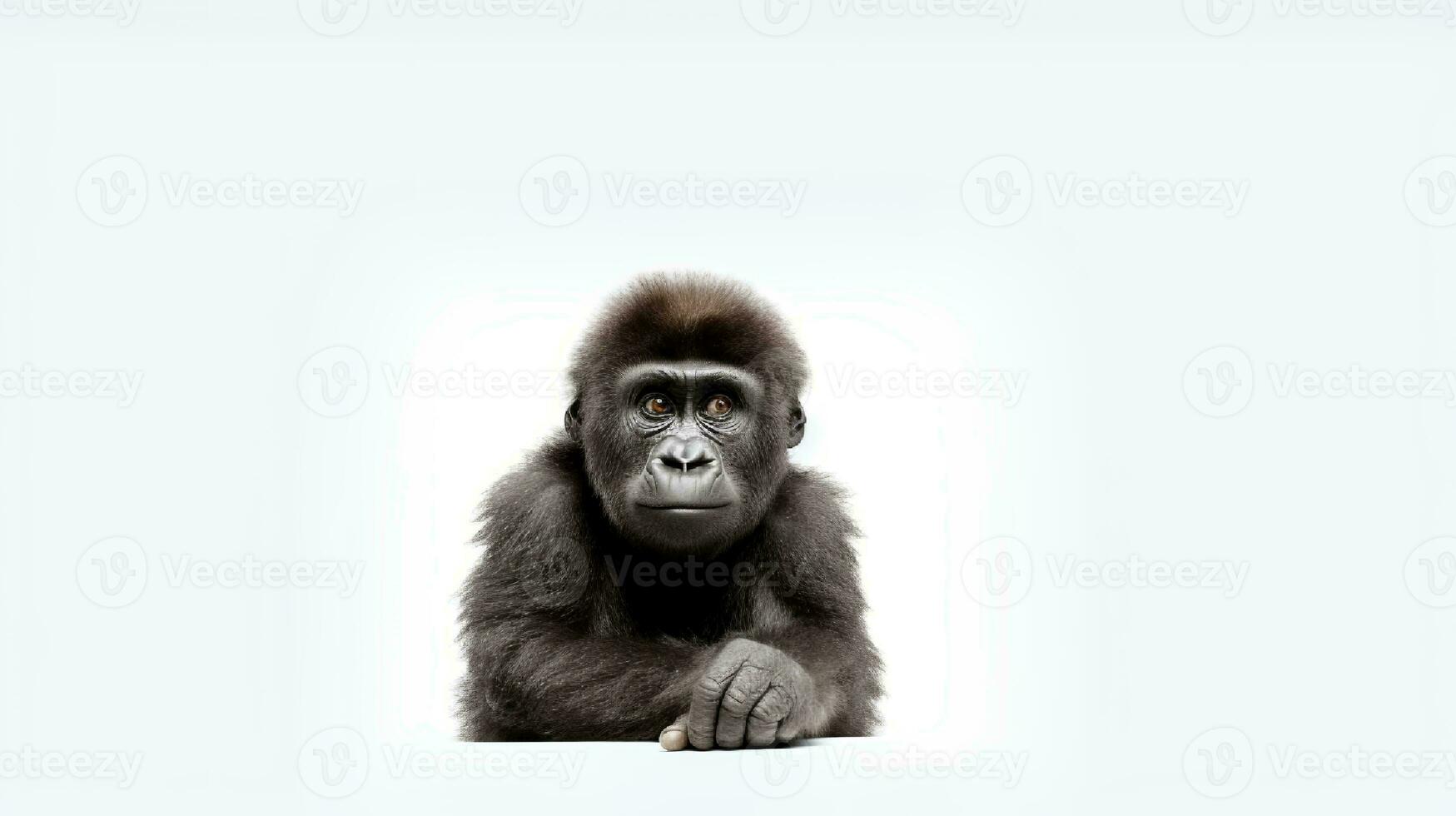 Photo of a koko the gorilla on white background. Generative AI