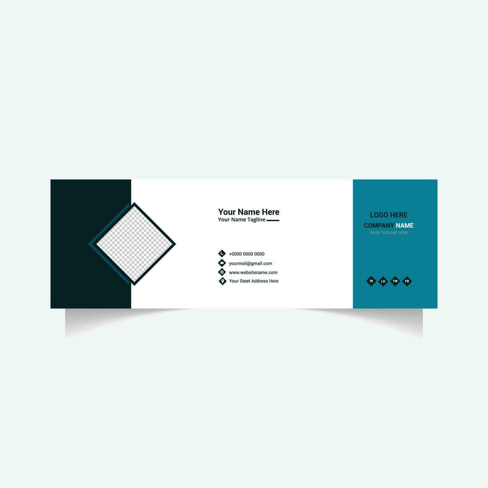 Minimalist And Modern Email Signature Or Business Email Footer Vector Template Design