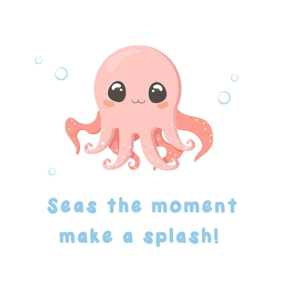 Motivational and support card with sea creatures vector