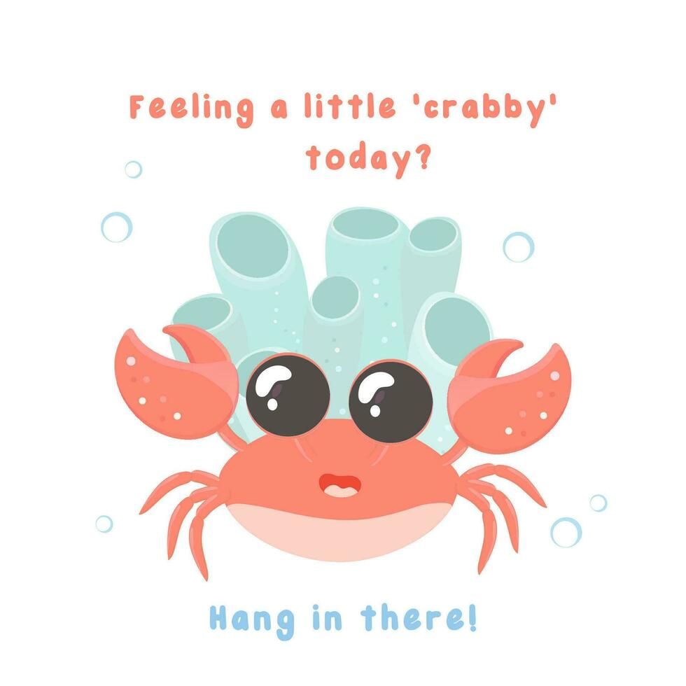 Motivational and support card with sea creatures vector